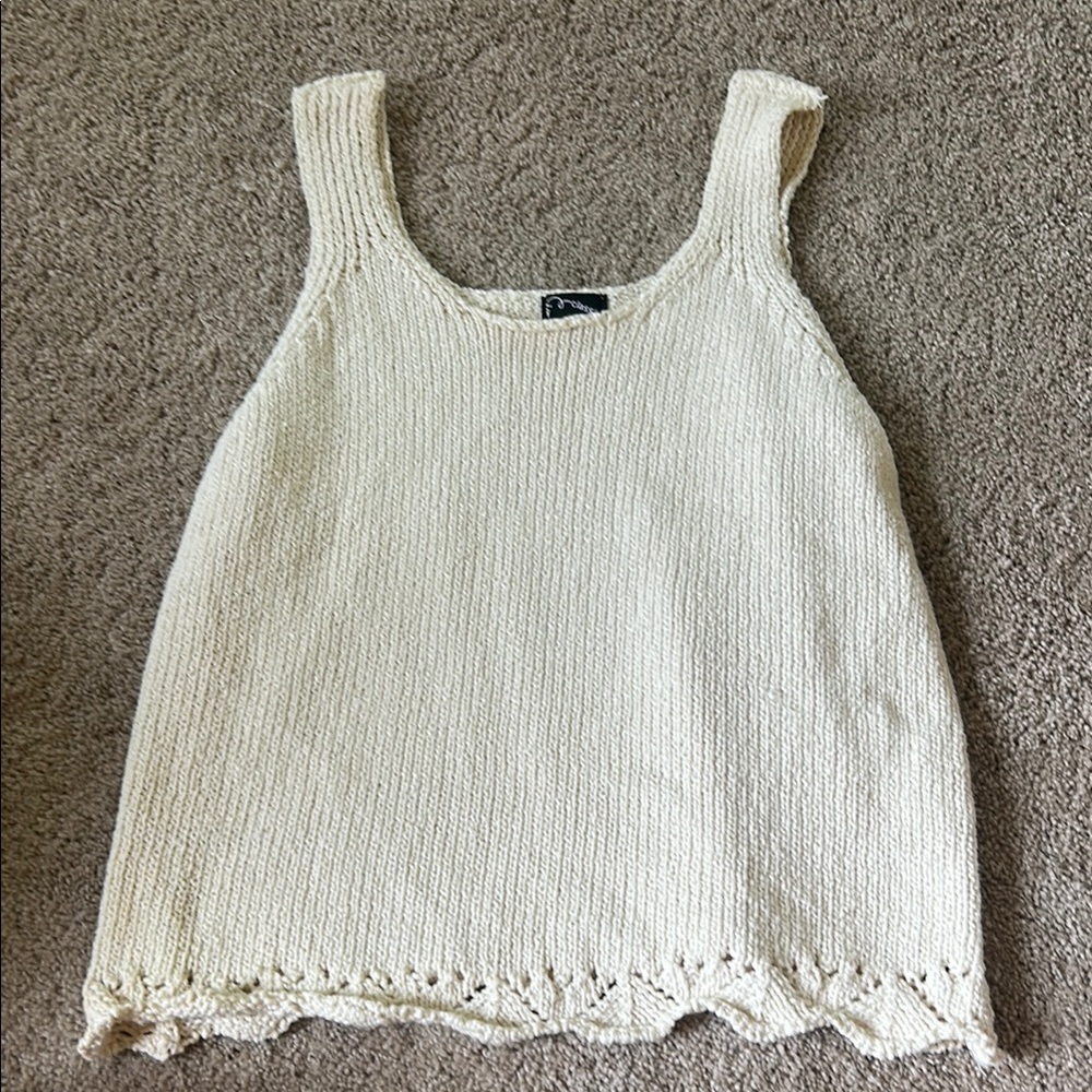Art Class Cream Ribbed Sleeveless Tank Top